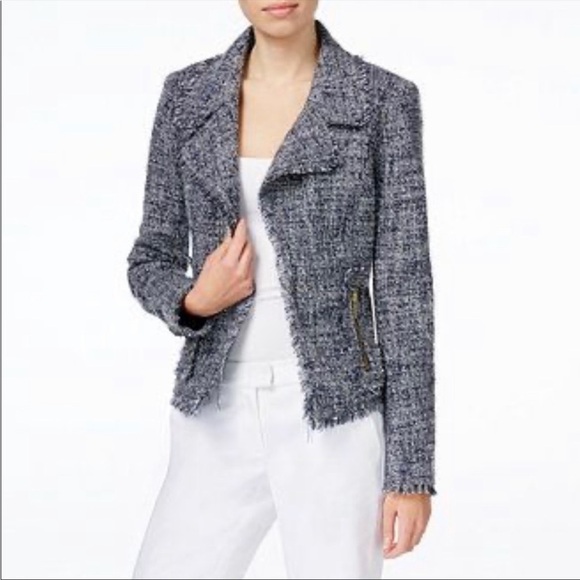 MICHAEL Michael Kors Blue Tweed Biker Jacket size XS - Picture 9 of 9